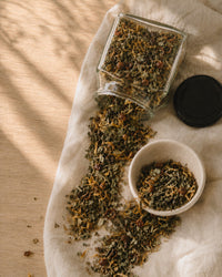 Mother's Recovery loose leaf tea blend — raspberry leaf, nettle, calendula, and rosehip