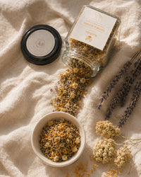 Soothe and Restore loose leaf herbal blend — yarrow, calendula, lavender, and chamomile