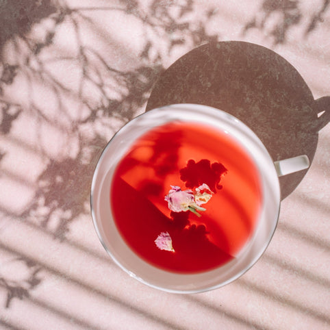 Flower herbal tea with rose