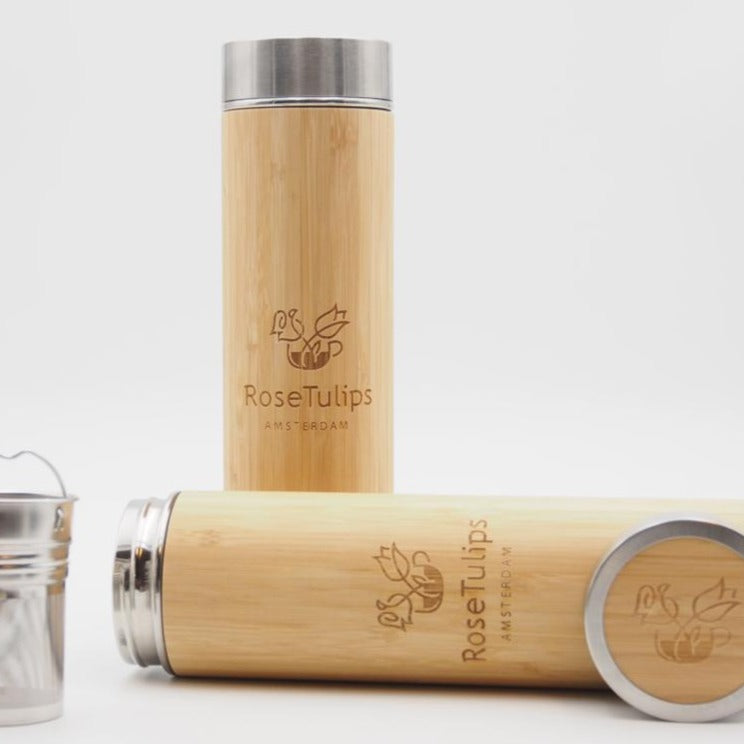 Thermos Water Bottle Bamboo Stainless Steel Tea Infuser -  Israel